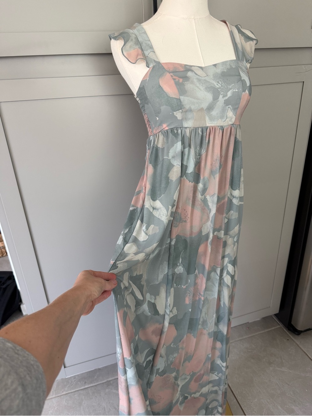 Show Me Your Mumu Watercolor Floral Maxi Dress NWT XXS Flutter Strap
